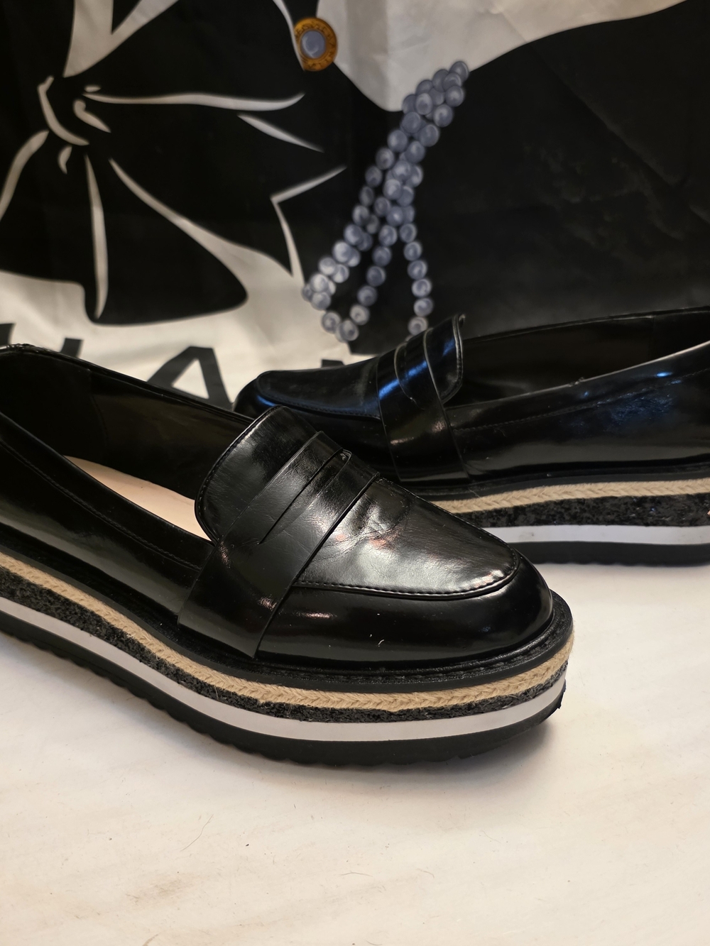 Aldo Destime Black Platform Loafers Size 7.5